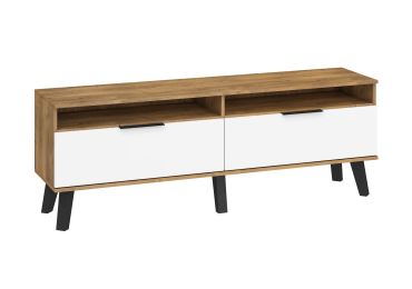 Televizní stolek OSMAK 2D, dub burgundský/bílý lesk, 5 let záruka