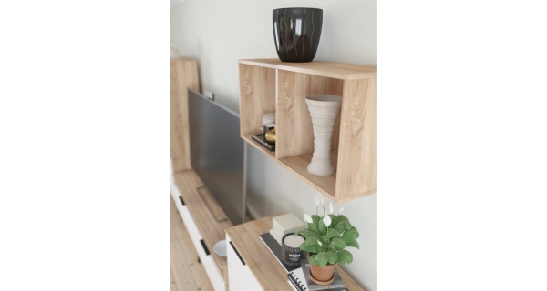 Televizní stolek OSMAK 2D, dub sonoma/bílý lesk, 5 let záruka