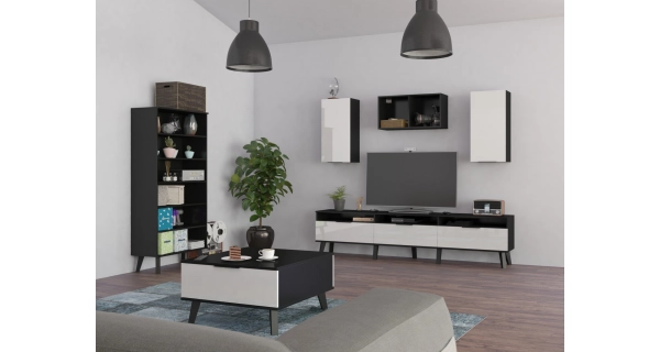 Televizní stolek OSMAK 3D, černá/bílý lesk, 5 let záruka