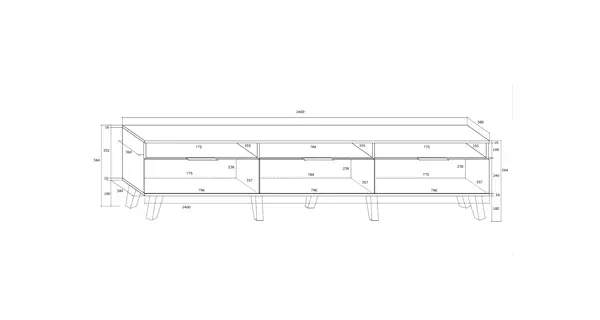 Televizní stolek OSMAK 3D, černá/bílý lesk