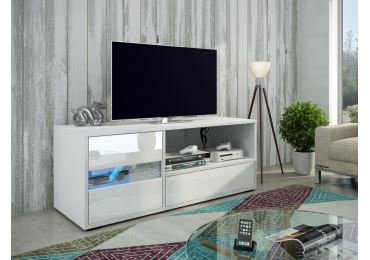 Televizní stolek PAXTAKOR A, bílá/bílý lesk, 5 let záruka