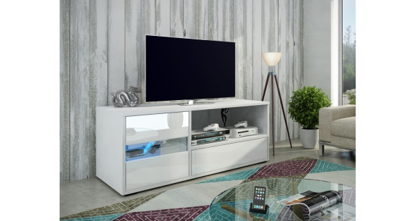 Televizní stolek PAXTAKOR A, bílá/bílý lesk, 5 let záruka
