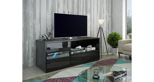 Televizní stolek PAXTAKOR A, černá/černý lesk, 5 let záruka