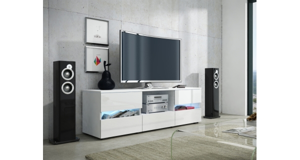 Televizní stolek PAXTAKOR B, bílá/bílý lesk, 5 let záruka