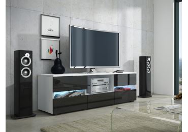 Televizní stolek PAXTAKOR B, bílá/černý lesk, 5 let záruka