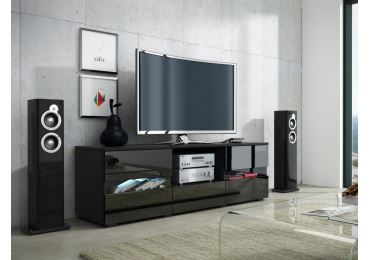 Televizní stolek PAXTAKOR B, černá/černý lesk, 5 let záruka