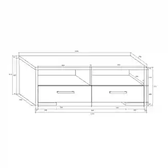 Televizní stolek PENONG, bílá/černý lesk