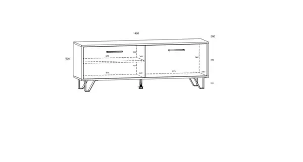 Televizní stolek PRUDHOE 140, bílá/černý lesk