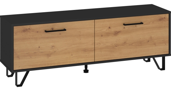 Televizní stolek PRUDHOE 140, černá/dub artisan, 5 let záruka