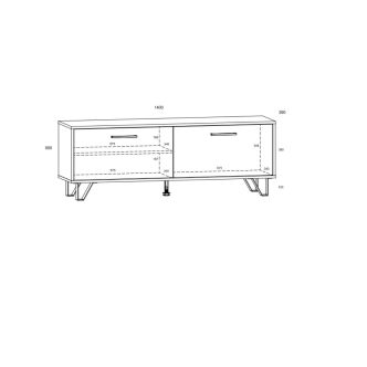 Televizní stolek PRUDHOE 140, černá/dub artisan, 5 let záruka