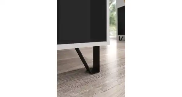 Televizní stolek PRUDHOE 160, bílá/černý lesk