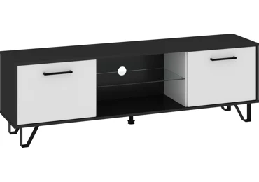 Televizní stolek PRUDHOE 160, černá/bílý lesk