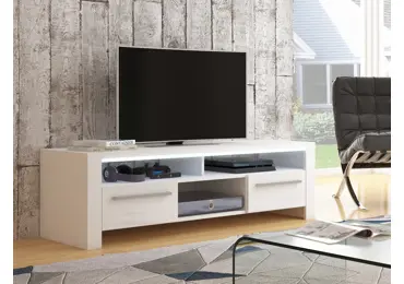 Televizní stolek RIVERTON, bílá/bílý lesk