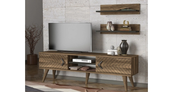 Televizní stolek s policemi CARDINAL, vlašský ořech