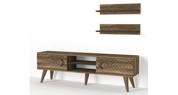Televizní stolek s policemi CARDINAL, vlašský ořech