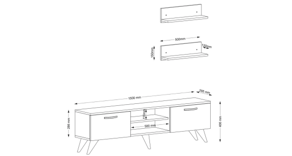 Televizní stolek s policemi GALAGO, vlašský ořech/bílá