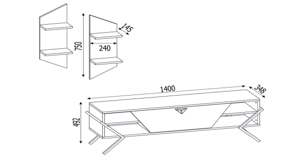 Televizní stolek s policemi LORELIA, lydia