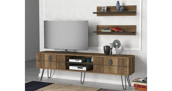 Televizní stolek s policemi OVIDIUS, vlašský ořech