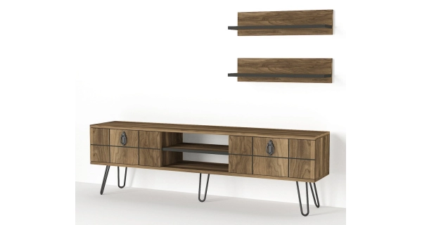 Televizní stolek s policemi OVIDIUS, vlašský ořech