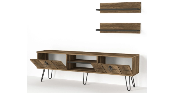 Televizní stolek s policemi OVIDIUS, vlašský ořech