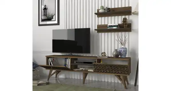 Televizní stolek s policemi TIMAH, vlašský ořech