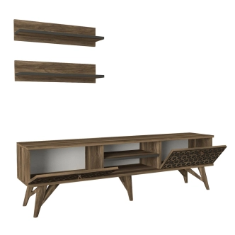 Televizní stolek s policemi TIMAH, vlašský ořech