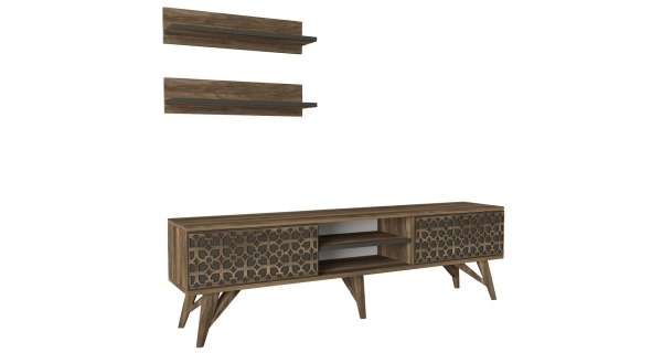 Televizní stolek s policemi TIMAH, vlašský ořech