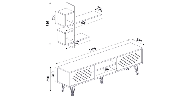 Televizní stolek s policí MUSA, sapphire