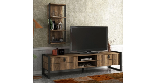 Televizní stolek s regálem BELLUNO, vlašský ořech