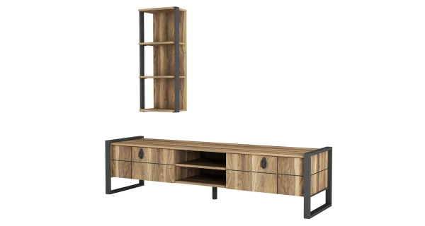 Televizní stolek s regálem BELLUNO, vlašský ořech