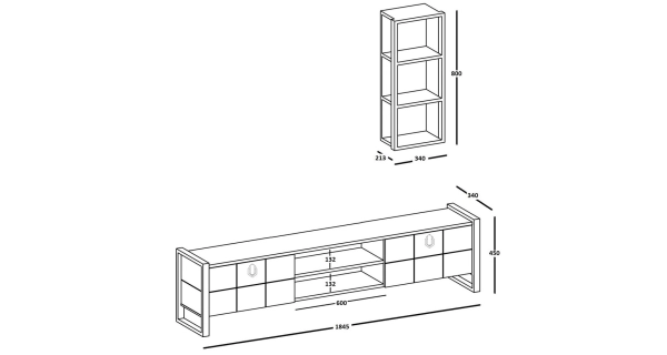 Televizní stolek s regálem BELLUNO, vlašský ořech