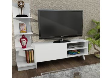 Televizní stolek s regálem ROSALYN, bílý