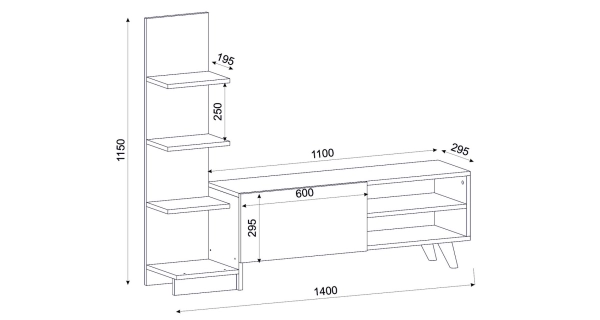 Televizní stolek s regálem ROSALYN, bílý