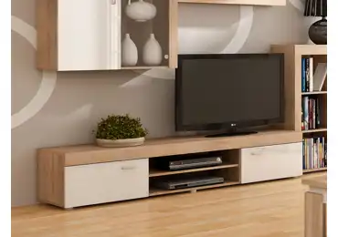 Televizní stolek SIWANI, dub sonoma sv./bílý lesk