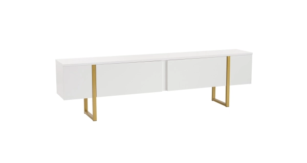 Televizní stolek SOLFIR, bílá/zlatá