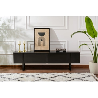 Televizní stolek SOLFIR, černé dřevo/černá