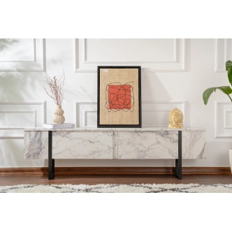 Televizní stolek SOLFIR, mramor/černá