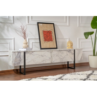 Televizní stolek SOLFIR, mramor/černá