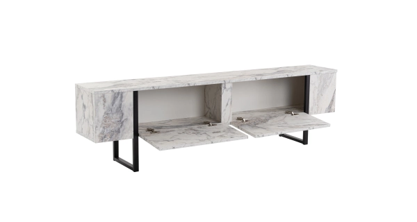 Televizní stolek SOLFIR, mramor/černá