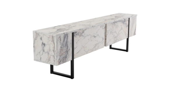 Televizní stolek SOLFIR, mramor/černá