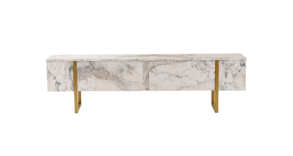 Televizní stolek SOLFIR, mramor/zlatá