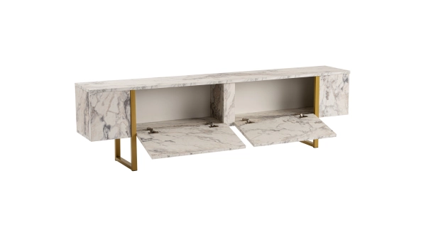 Televizní stolek SOLFIR, mramor/zlatá
