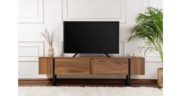 Televizní stolek SOLFIR, vlašský ořech/černá