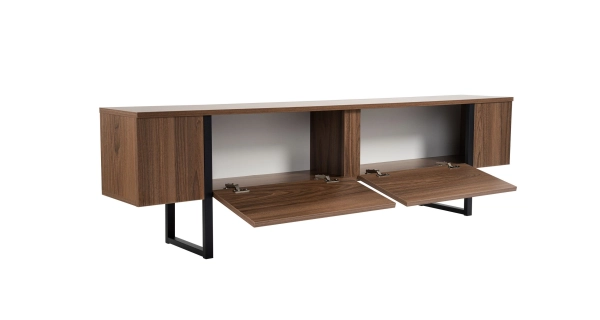 Televizní stolek SOLFIR, vlašský ořech/černá