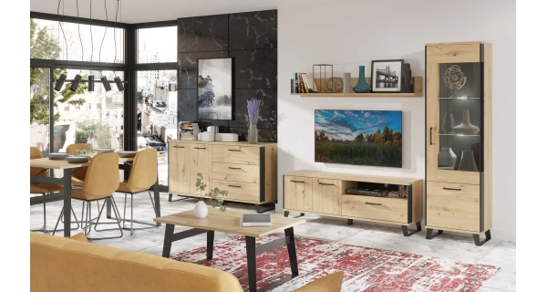 Televizní stolek SOMONI, dub artisan/černá