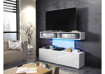 Televizní stolek TARALGA, bílá/bílý lesk