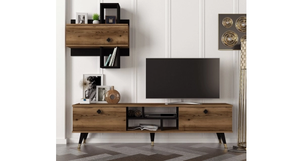 Televizní stolek THELMA se závěsnou skříňkou, lydia/černá