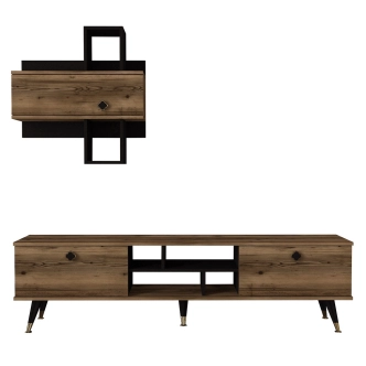 Televizní stolek THELMA se závěsnou skříňkou, lydia/černá