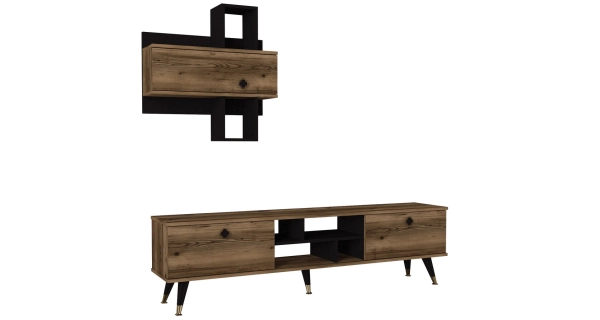 Televizní stolek THELMA se závěsnou skříňkou, lydia/černá