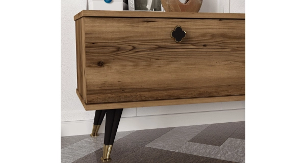 Televizní stolek THELMA se závěsnou skříňkou, lydia/černá